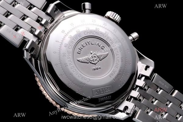 Swiss Grade Breitling Navitimer 1 Chronograph KOR A7750 Watch Rose Gold Bezel Black Dial 5