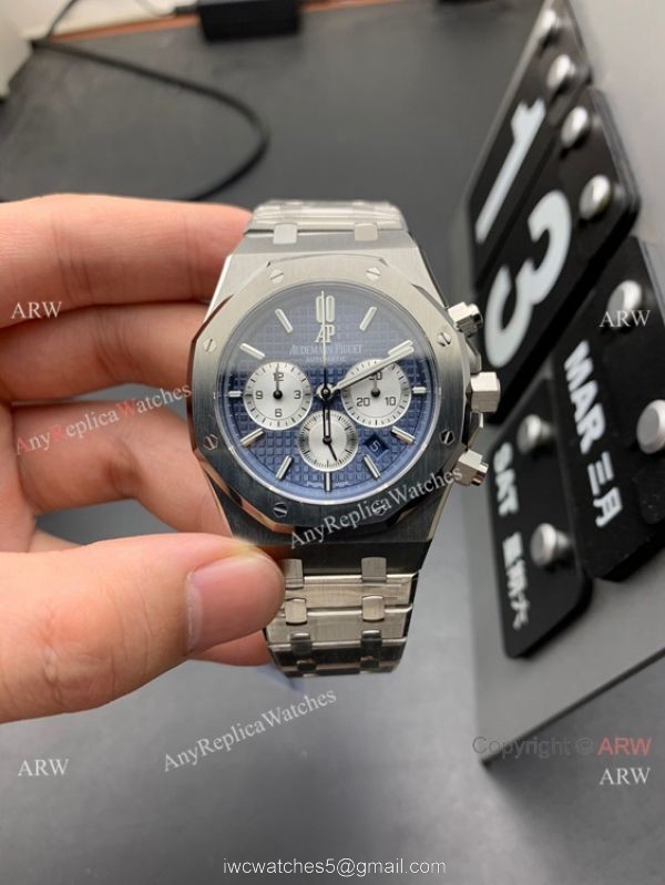 OM Factory Audemars Piguet Royal Oak 7750 Watch Blue Chrono Dial 5