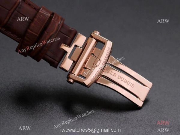 Super Clone Roger Dubuis Excalibur Skeleton Swiss Tourbillon JBF V3 Diamond Black Dial Watch Rose Gold 5
