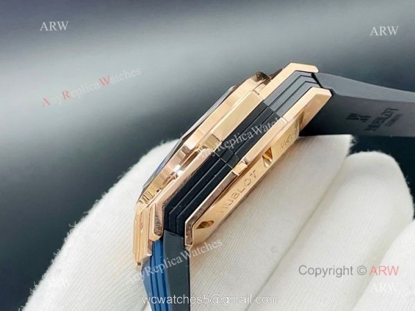 Replica Hublot Big Bang Watch Hublot Sang Bleu 45mm Rose Gold Blue Rubber Straps 5