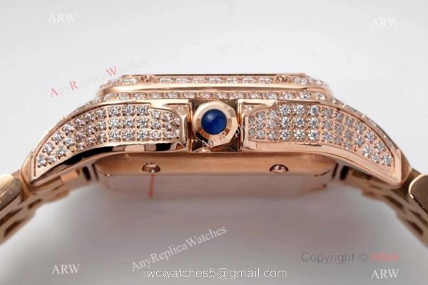 AC Factory Swiss Copy Panthere De Cartier Watch 27mm Rose Gold Full Diamonds 5