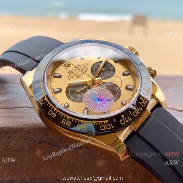 Knockoff Rolex Daytona Watch 43mm Yellow Gold Oysterflex Strap 5