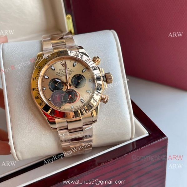 Best Replica Rolex Daytona 43mm Rose Gold and Black Subdials 5