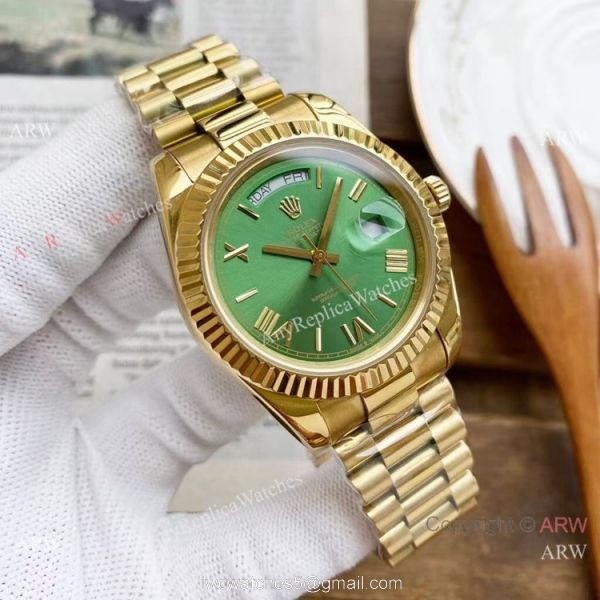 Copy Rolex DayDate Watches Yellow Gold President Gray Dial 40mm 5