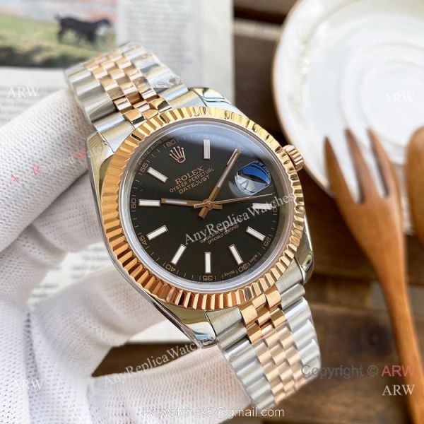 Best Replica Rolex DateJust Men Watches Two Tone Rose Gold White Face 40mm 5