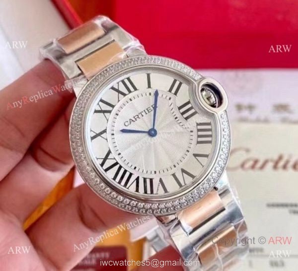 Clone Cartier Ballon Bleu Automatic Movement Watch 2-Tone Rose Gold Diamond 5