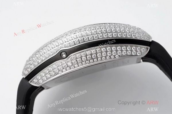 Swiss Grade 1 Replica Franck Muller Vanguard Yachting V45 Seagull 7750 Watch Diamond Case Black Dial 5