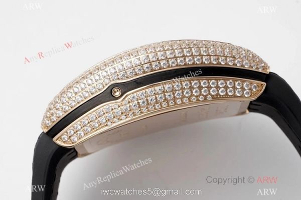 Swiss Grade One Copy Franck Muller Vanguard Yachting V45 Seagull 7750 Watch Rose Gold Diamond Case 5