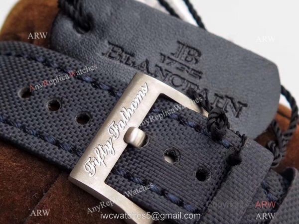 ZF Factory Swiss Replica Blancpain Fifty Fathoms Watch Blue Dial Leather Strap 5