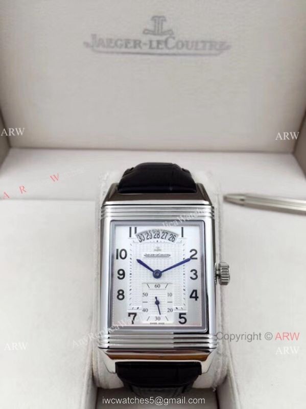 Clone Jaeger LeCoultre Grande Reverso Duo Watch Black Leather Strap 5