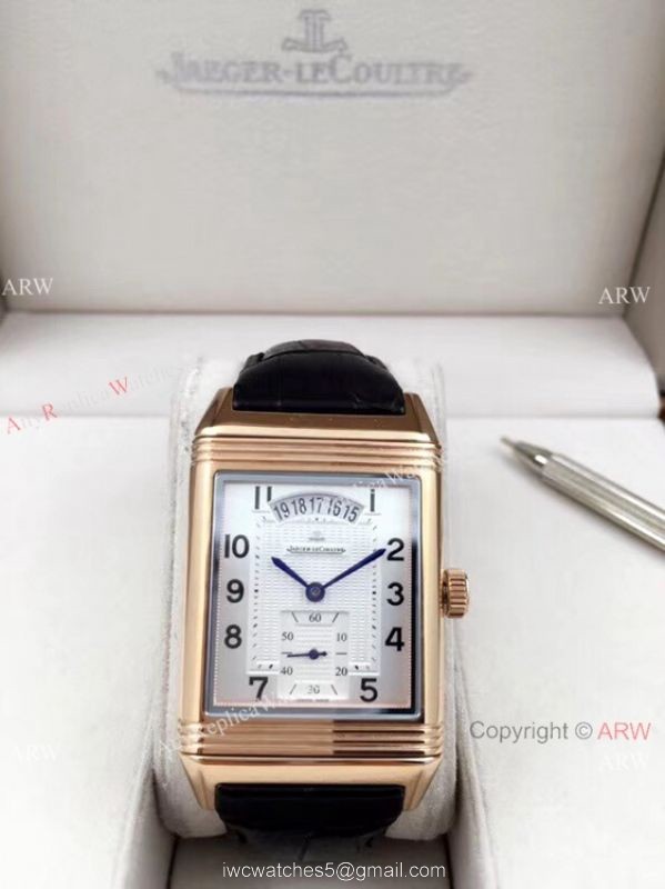 Clone Jaeger LeCoultre Grande Reverso Duo Men Watch Rose Gold with Date 5