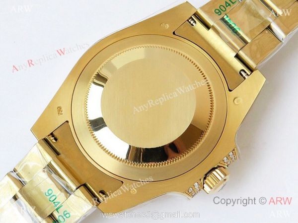 (ROF) AAA Swiss Rolex GMT-Master II Yellow Gold Rainbow Bezel Custom Luxury Watch 5
