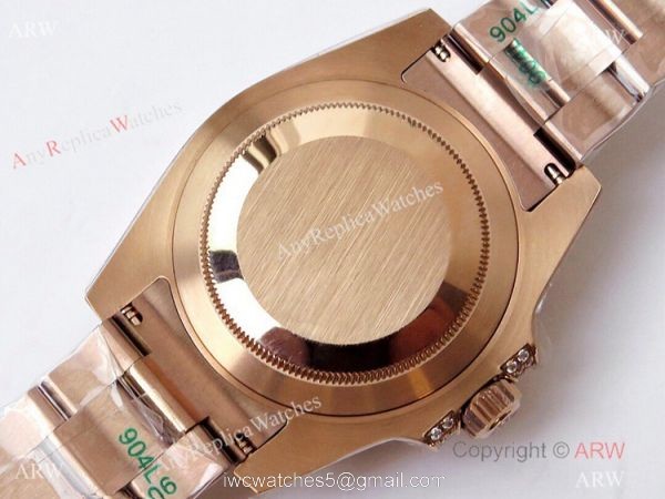 (ROF) Swiss Copy Rolex GMT-Master II Rose Gold Diamonds Watch Custom Made 5