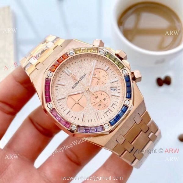 Replica Audemars Piguet Royal Oak Rainbow Watches Rose Gold 5