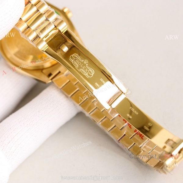 2021 NEW! Swiss Replica Rolex Oyster Perpetual Datejust 36mm Turquoise Dial Yellow Gold Watch 5