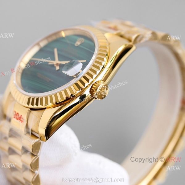 New! Swiss Grade Copy Rolex Datejust Malachite Dial Yellow Gold Watch 36mm 5