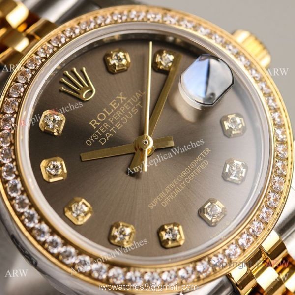 TR Factory 904L Swiss Rolex Datejust 31mm Lady Watch Gray Diamond Dial 5