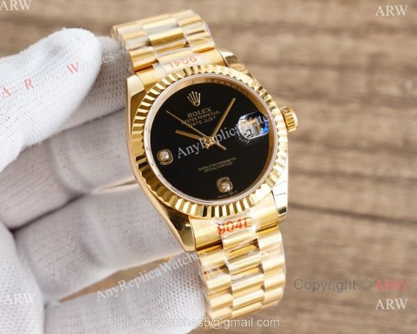 Swiss Copy Rolex Datejust President Yellow Gold Onyx Face Watch 36mm 5