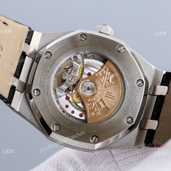 Diamond Audemars Piguet Royal Oak 15400 Watch With Black Leather Strap Best Replica 5