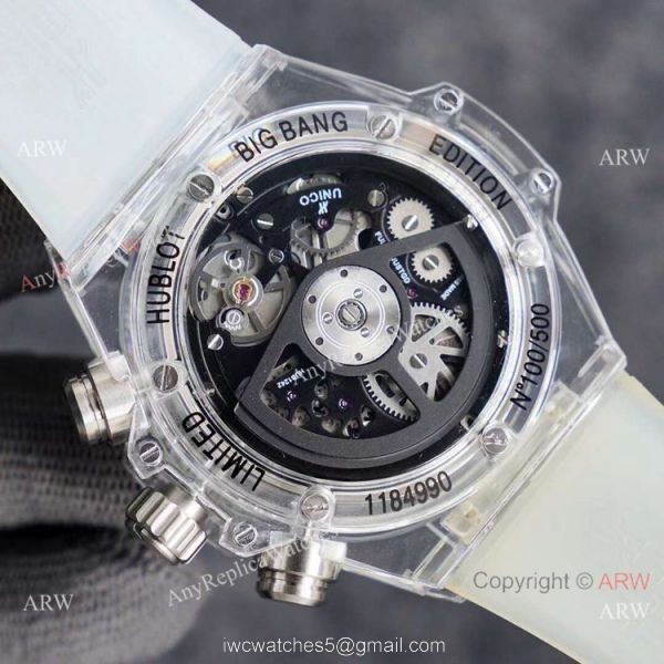 2021 New Hublot Unico Sapphire Transparent Chronograph Watch Black Inner 5