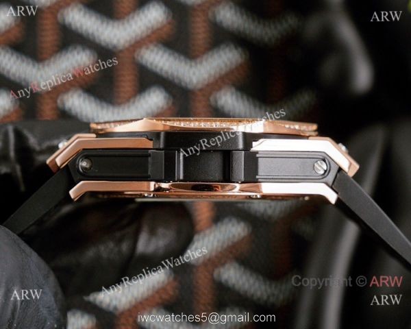 New Replica Hublot Iced Out Rose Gold Sang Bleu Watches 45mm 5