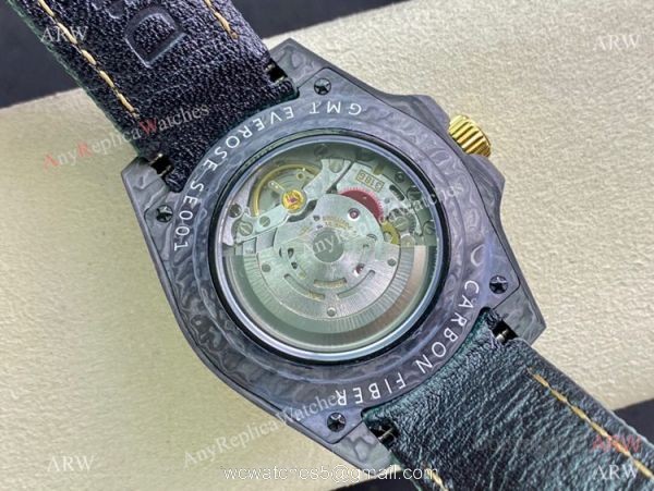 2021 Super Clone Rolex Diw GMT-Master 2 Watch JH Factory Cal.3186 Smoked Yellow Dial Green fabric Leather Strap 5
