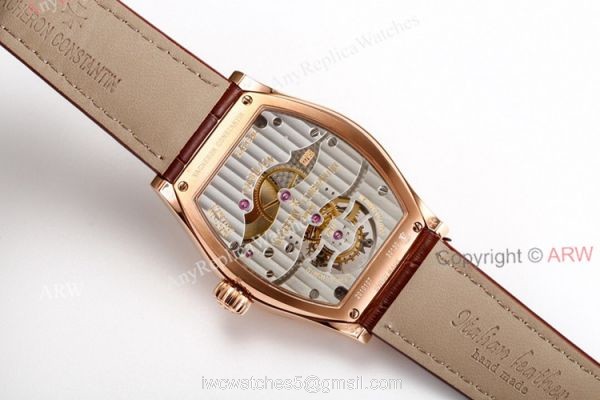 New Vacheron Constantin Malte Real Tourbillon Rose Gold White Face Brown Leather Strap Swiss Replica Watches 5