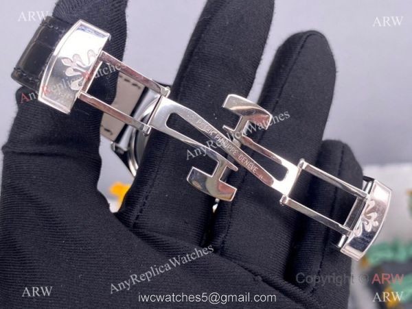 PPF Swiss Patek Philippe Aquanaut Lady Black Leather Strap Copy Watch 5