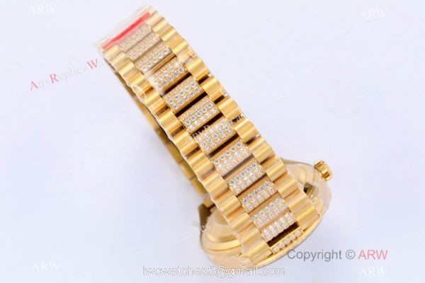 (EW) Swiss 1:1 Copy Rolex DayDate 36mm Watch White Mother Pearl Dial Center Diamond Strap 5