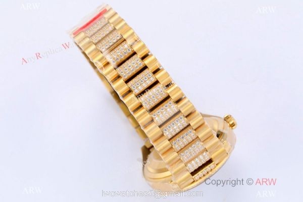 (EW) Rolex Diamond 36mm Day-Date Watch Yellow Gold Center Diamonds 5