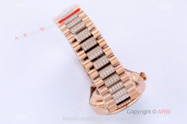 (EW) 1-1 Super Clone Rolex Day-Date 36mm Rose Gold Diamond Watch Swiss 3255 Movement 5