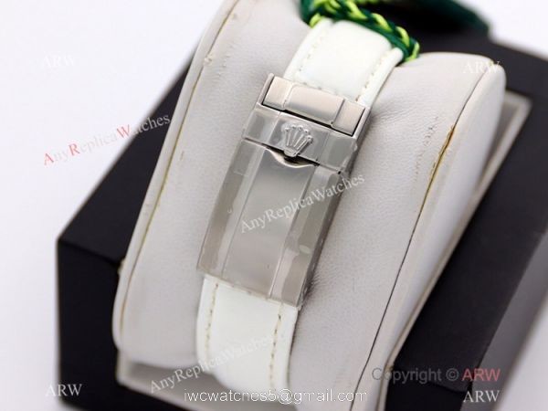 R7 Swiss Copy Rolex 116599 Daytona Paved Diamond Watch White Leather Strap 5