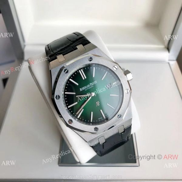 2021 NEW! Clone Audemars Piguet Royal Oak Jumbo Watch Green Leather Strap 5