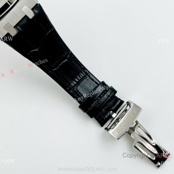 Best Quality Audemars Piguet Royal Oak Autoamtic Watch Black Leather Strap 5