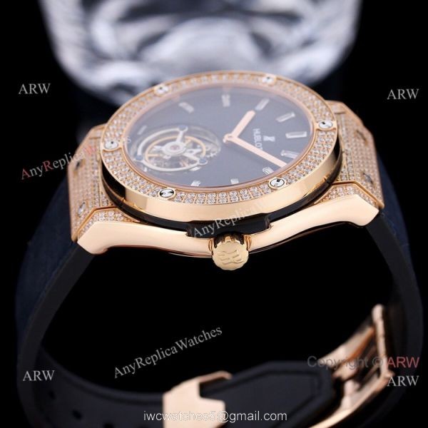 Iced Out Hublot Classic Fusion Diamond Watch 42mm Hublot Tourbillon Watch Replica 5