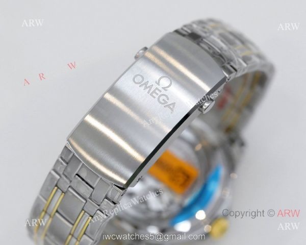 2021 Latest Swiss Omega Seamaster Diver 300M OR Factory 8800 Watch Two Tone Blue Ceramic Bezel 5