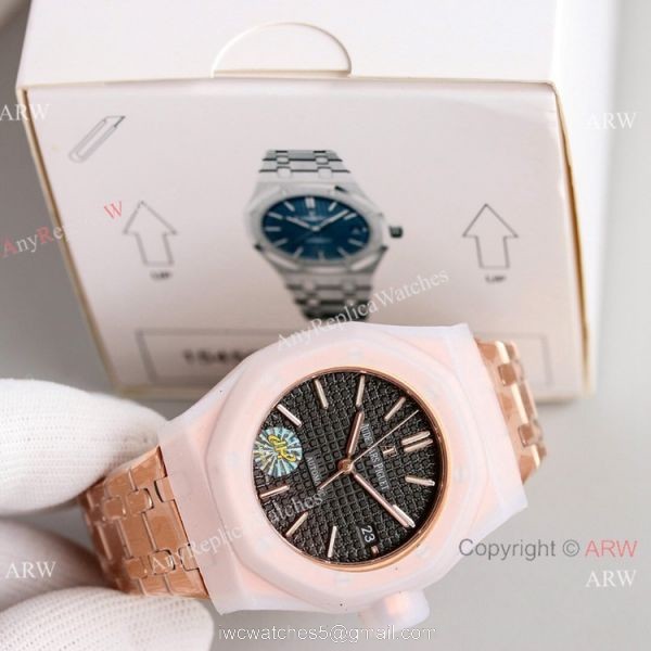 JH Factory Copy Audemars Piguet Royal Oak Women 37mm Cal.3120 Watch Rose Gold Blue Dial 5