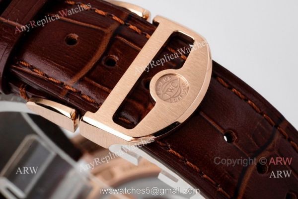 ZF Factory Iwc Portuguese 40 Rose Gold White Dial Brown Leather Strap Watch Replica 5