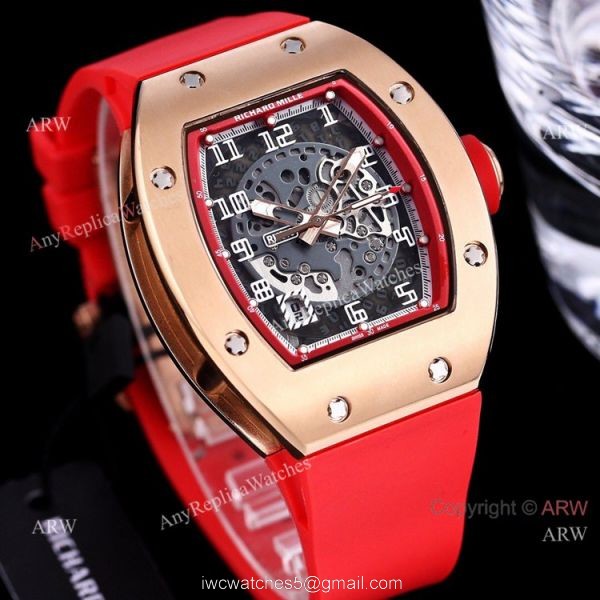 High Quality Replica Skeleton Richard Mille RM010 Rose Gold Automatic Watch For Men 5