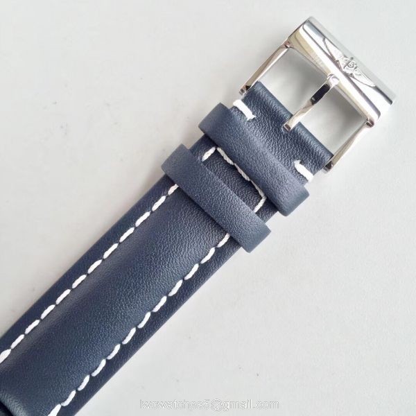 Swiss Grade Copy Breitling Transocean Day Date V7 Factory Watch Blue Dial Blue Leather Strap 5