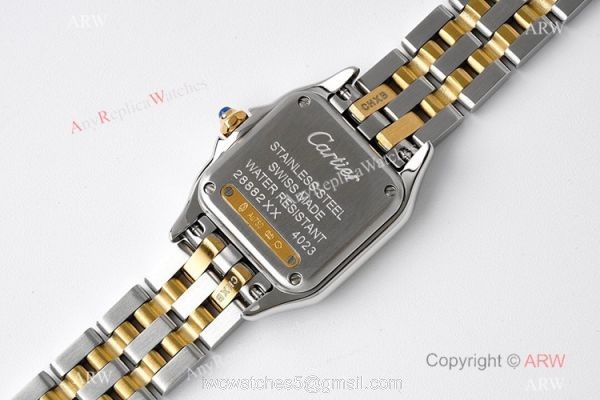 BV factory 1:1 Replica Panthere De Cartier 22mm Watch Two Tone White Dial 5