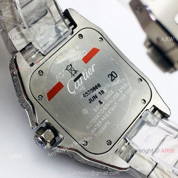 Best Copy Iced Out Cartier Santos Watch Automatic Cartier Santos 100 Diamond Watch 5