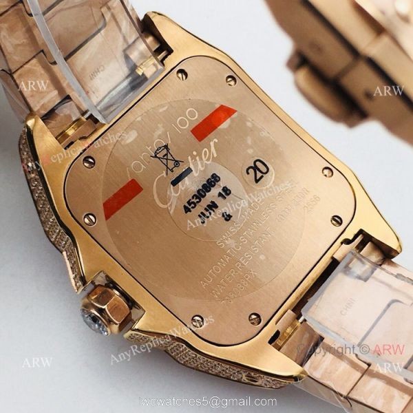 Best Copy Cartier Santos 100 Diamond Watch White Dial With Roman Markers 5