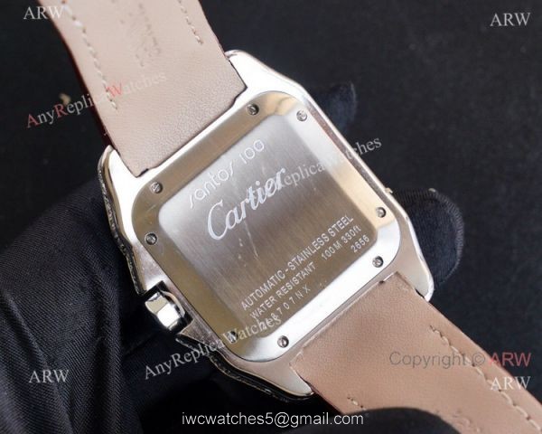High Quality Fake Cartier Santos Iced Out Replica Watches For Men 5