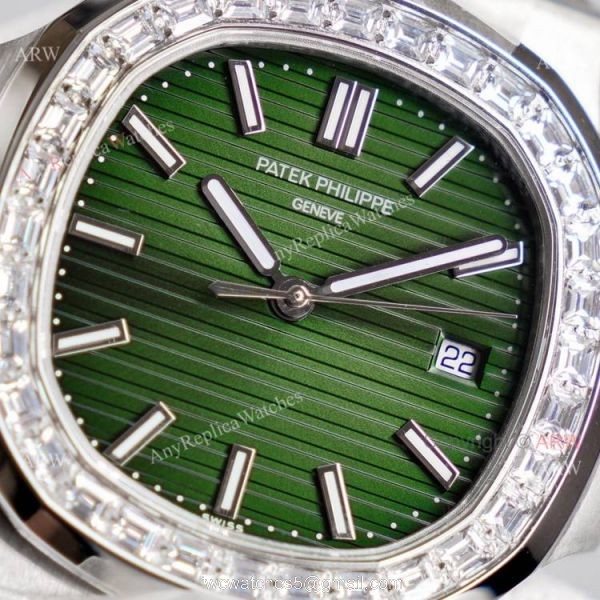 High End Replica Green Dial Patek Philippe Nautilus 5711 Diamond Bezel Swiss Cal324 Replica Watch 5