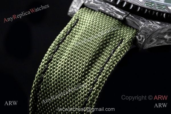 2021 Rolex DiW GMT-Master II Custom Watch JH Cal.3186 Forged Carbon Green Nylon Strap 5