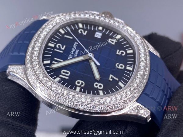3k Factory Patek Philippe Aquanaut Blue Dial Diamond Bezel Watch 42mm High Copy 5