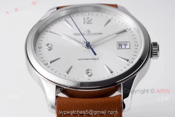 Zf Factory Jaeger-Lecoultre Master Control Date 40mm Silver Dial Brown Leather Band Replica Watch 5