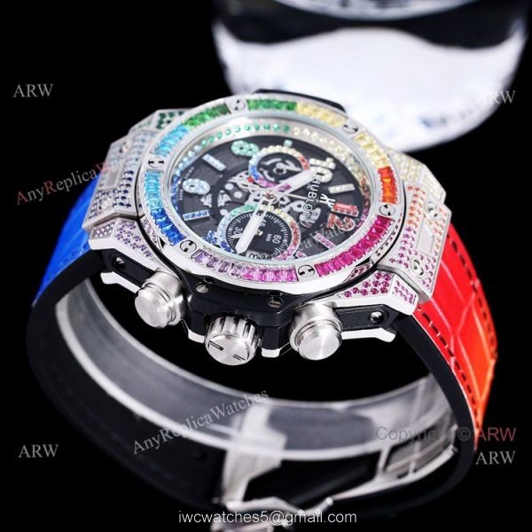 Quartz Hublot Big Bang Unico Rainbow 45mm Diamond Watch High Copy For Men 5