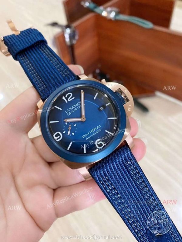New Panerai 2021 Watches -Replica Panerai Luminor Marina 44mm Blue Dial Rubber Strap 5